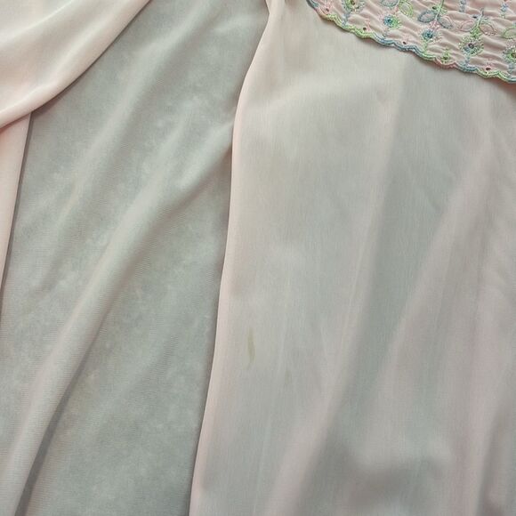 Vintage Sheer Pink Embroidered Spring Floral Sexy Robe - Picture 12 of 16